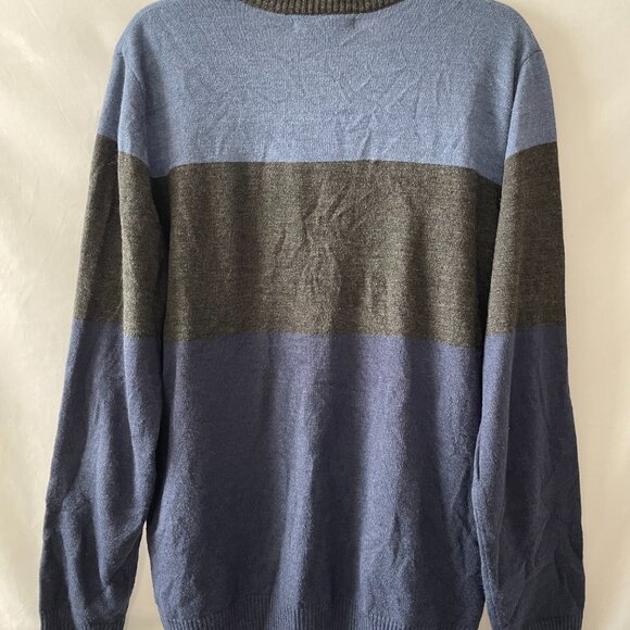 Tricot St. Raphael Mens Blue Black Crew Neck Colorblock Pullover Sweater Size L - Picture 2 of 9